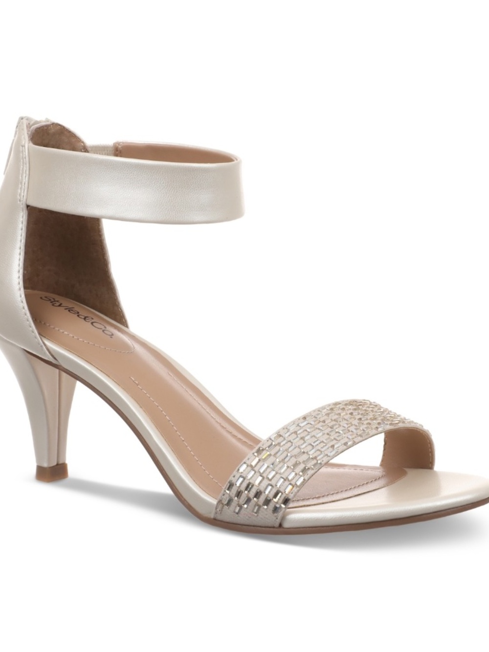 Style & Co Women's Phillys Two-Piece Evening Sandals, Platino
